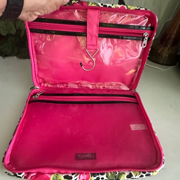 Modella Floral & Polka Dot Cosmetic Travel Bag With Clear Panel & Zipper Closure - Picture 12 of 13